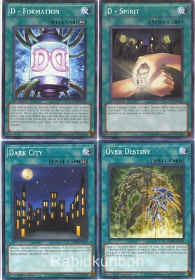 Yugioh Destiny HERO Support Spells - Over + Dark City + D-Formation + D-Spirit-image