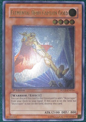 Ultimate Rare Elemental Hero Captain Gold FOTB-EN014 1st Edition Yugioh Nm-image