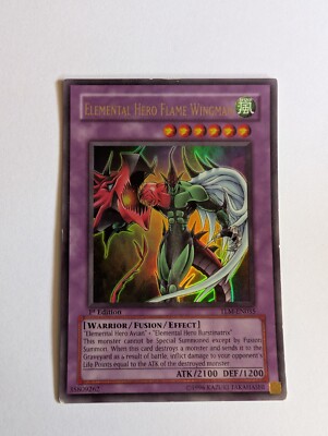 Yugioh YGO TCG Elemental HERO Flame Wingman TLM-EN035 Ultra Rare 1st Edition LP-image