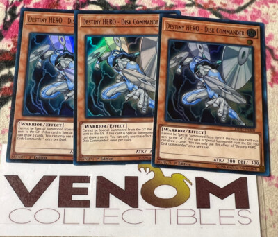 3x (M/NM) Destiny HERO - Disk Commander LEHD-ENA08 Ultra Rare 1st Edition YuGiOh-image