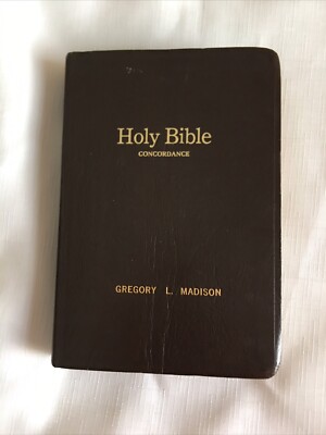 Holy Bible concordance King James red letter Bonded Leather Map Vintage see pics-image