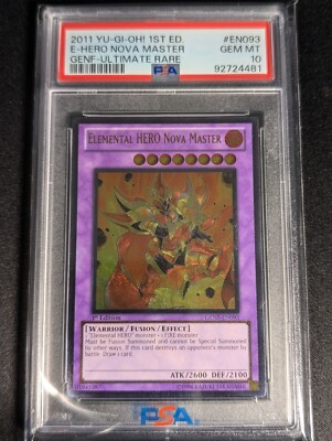 Yugioh - Elemental Hero Nova Master GENF EN093 1st Ultimate Rare PSA 10 GEM MINT-image