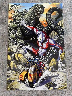 Godzilla vs Ultraman vs Kikaider Art Print by Matt Frank (2016) SIGNED-image