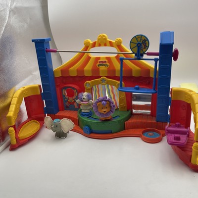 VTG. Fisher Price Little People Sounds Circus Play Set w/ 3 Animals No Sound-image