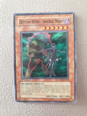 YUGIOH DESTINY HERO - DOUBLE DUDE SUPER RARE POTD-EN012 1ST ED NM-image