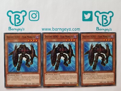 3 Destiny HERO - Fear Monger,PLAYSET,SGX1,1st Ed,Common,Yugioh,Barngey's,Singles-image