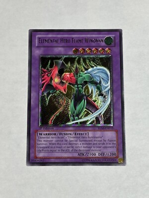 YUGIOH! EURO Elemental Hero Flame Wingman TLM-EN035 Ultimate Rare 1st Edition NM-image