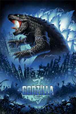 Godzilla Sam Mayle Small Blue Variant Movie Poster Giclee Print Art 16x24 Mondo-image
