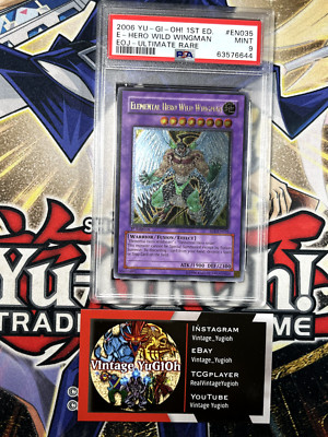 Yugioh PSA 9 Elemental Hero Wild Wingman EOJ-EN035 1st Edition Ultimate Centered-image