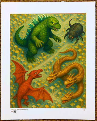 Surreal Urban Street Art Godzilla SIGNED LTD ED ART Print CleverVision Art Labs-image