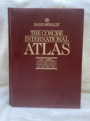 Vtg Rand McNally The Concise International Atlas Leatherbound 15” Book, 1987-image
