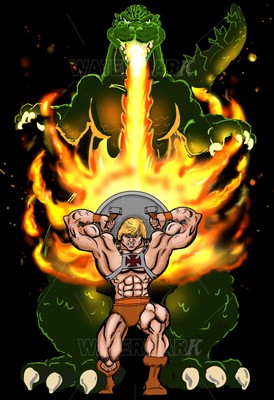 He-Man vs Godzilla 11 X 17 Fan Art Poster-image