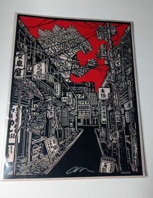 Bam Box Geek Ultra Plus Box Godzilla Art Print 158/500 Artist Signed 11x14-image
