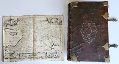 1736 BIBLE in DUTCH P.KEUR FOLIO antique ILLUSTRATED w/ 6 MAPS incl. WORLD'S MAP-image