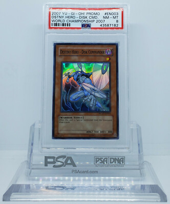 YUGIOH WC07-EN003 DESTINY HERO DISK COMMANDER SUPER RARE HOLO PSA 8 NM-MINT #*-image