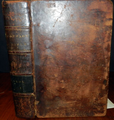 The Cottage Bible Vol.1 1834. Plates & Maps. Leather.  Christopher Voorhees Copy-image