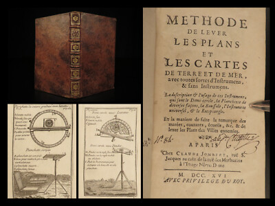 1716 1ed Surveying Map Making Cartography Tools FORT PLANS Ozanam Mathematics-image