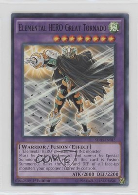 2015 Yu-Gi-Oh! Strike 1st Edition Elemental HERO Great Tornado #SDHS-EN045 0l4h-image