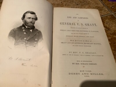 Rare Spine Map Life Campaigns General Ulysses S. Grant 1868 Leather Headley-image
