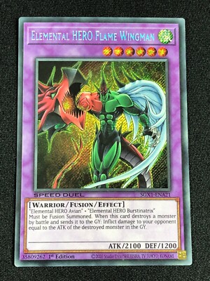YUGIOH ELEMENTAL HERO FLAME WINGMAN SGX1-ENA21 1ST SECRET NM-image