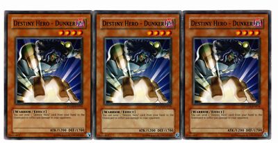 Yugioh - 3X Destiny Hero - Dunker - Common - Unlimited - PTDN-EN014 - Light Play-image