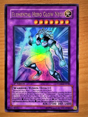 yugioh Elemental Hero Glow Neos STON-EN036 1st Edition Ultra Rare lightly Played-image