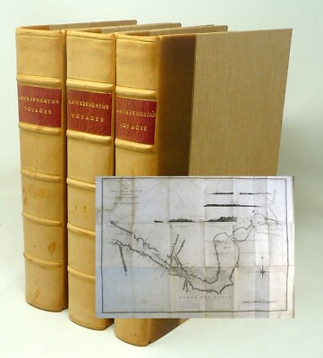 1773 Set 3 Hawkesworths Voyages Captain Cook Charts Maps Leather South Pacific-image
