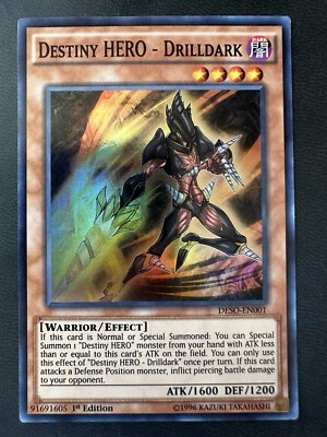 Destiny HERO - Drilldark - Super Rare 1st Edition DESO-EN001 - LP - YuGiOh-image