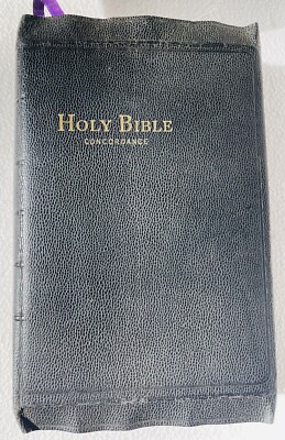 Holy Bible KJV Black Concordance World Publishing Colored Maps Original Box 1950-image