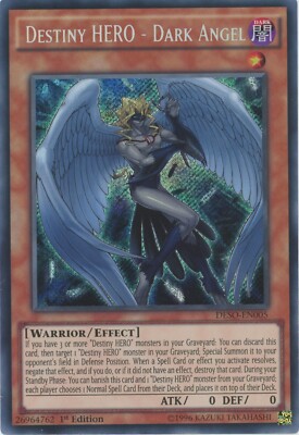 Yugioh Destiny Hero - Dark Angel DESO-EN005 Secret Rare 1st Edition LP-image