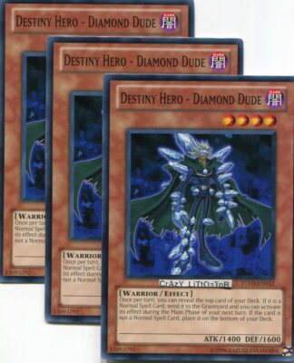 3 X YU-GI-OH DESTINY HERO - DIAMOND DUDE PROMO COMMON NM/MINT TU03-EN012-image
