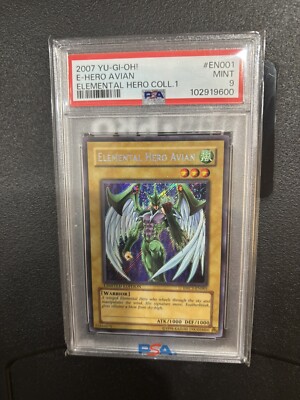 Yugioh - Elemental Hero Avian EHC1-EN001 Secret Rare PSA 9-image