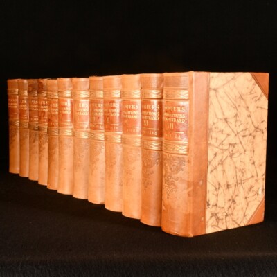 1922-1928 12 Vols Bonniers Konversations Lexikon Uncommon Leather Binding Fol...-image