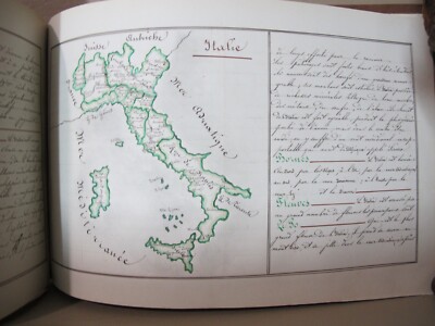 MANUSCRIPT Geography Maps Handwritten Drawn Color Outlines ANTIQUE BOOK Old-image