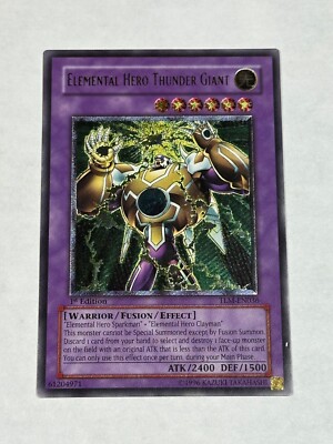YUGIOH! EURO Elemental Hero Thunder Giant TLM-EN036 Ultimate Rare 1st Edition LP-image