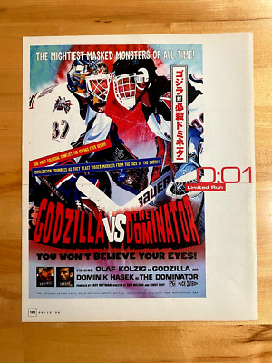 1998 Vintage Print Ad Godzilla vs The Dominator Capitals vs Sabres 10