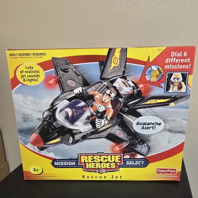 VTG Fisher Price Rescue Heroes Mission Select Rescue Jet Lights Sound 2003 (NOS)-image