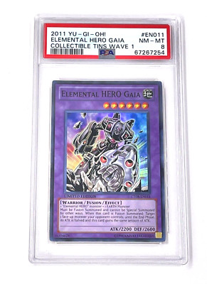 2011 YuGiOh Elemental Hero Gaia CT08-EN011 Collectors Tins Limited Edition PSA 8-image