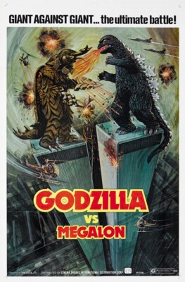 Godzilla versus Megalon Gojira tai Megaro 1973 movie poster reprint  18x12 in-image