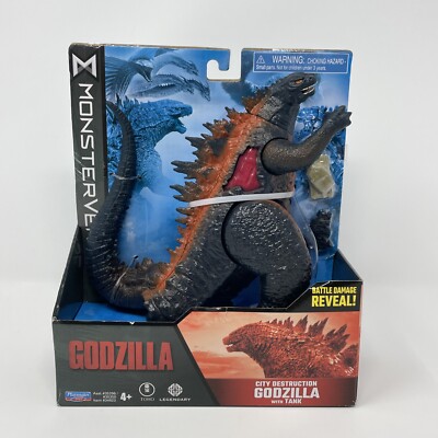 Godzilla vs Kong  Playmates Toys Battle City Destruction Godzilla W/Tank 2022-image