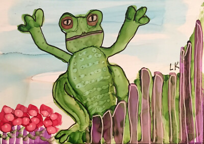 ACEO art Print Godzilla Frog by Lynne Kohler 2.5x3.5