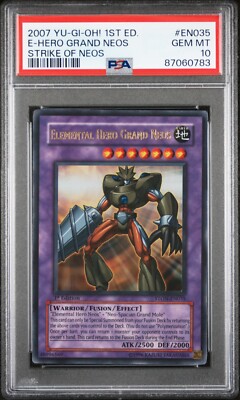 PSA 10 GEM MT Elemental Hero Grand Neos 1st Ed Ultra Rare Strike Of Neos #EN035-image