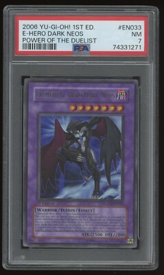 Yugioh Elemental Hero Dark Neos Ultra Rare 1st Edition POTD-EN033 PSA 7-image