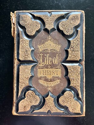 ca 1870 leather FLEETWOOD'S LIFE OF CHRIST Illustrated with Canaan Map-image
