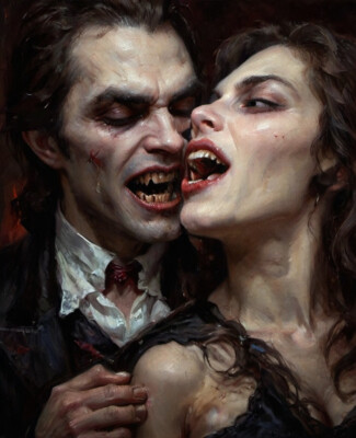 Gothic Vampires Original Fine Art Poster Print Freaky Monsters Famous Monsters-image
