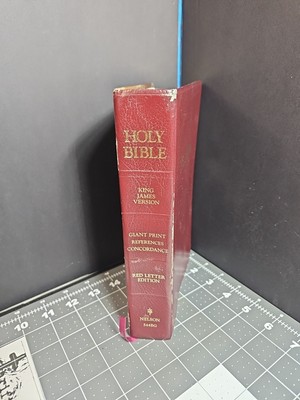 Holy Bible King James Version Giant Print Red Letter 1976 Nelson 544BG Indexed-image