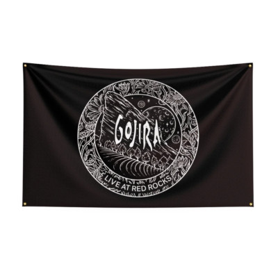 3x5 Ft Gojira Godzilla Heavy Metal Band Flag Banner Wall Art Tapestry + Grommets-image