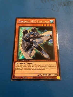 YUGIOH Secret Rare Elemental Hero Bubbleman SGX2-ENA08 1st Edition-image