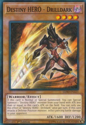YUGIOH CARD DESTINY HERO DRILLDARK LEHD-ENA11 1ST EDITION-image