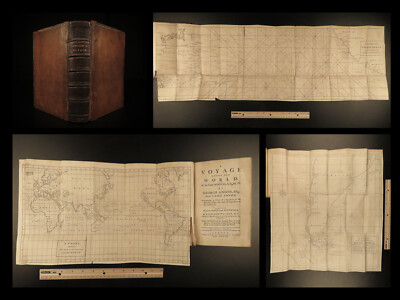 1753 George Anson World Voyage 3 HUGE MAPS Spain South America Sea Navigation -image